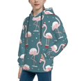 thumbnail image 2 of Kll Unisex Kids Boys Girls Hooded Pocket Pullover Hoodies-Elegant Flamingo, 2 of 9