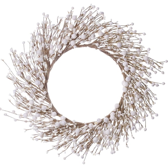 White Berry Wreath,20 Inches Winter Wreaths for Front Door Winter Wreaths Christmas Wreath for Winter and Christmas Decor