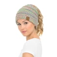 thumbnail image 2 of C.C MB-816 Soft Stretch Cable Knit Warm Hat High Bun Beanietail Ponytail Beanie #11 (Bright Mix), 2 of 5