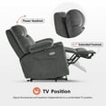 thumbnail image 4 of MCombo Small Triple Motor Power Lift Recliner with Adjustable Headrest for Petite Elderly 4'6"-5'2", Infinte Position, Dark Grey Fabric, 4 of 9