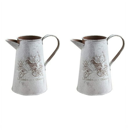 2X Watering Can Vase French Jug Home Decoration Vase Flower Arrangement Iron Flower Making Gardening 17cm