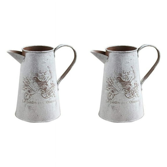 2X Watering Can Vase French Jug Home Decoration Vase Flower Arrangement Iron Flower Making Gardening 17cm
