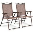 thumbnail image 2 of Gymax Ensemble de 2 Chaises Pliantes de Patio à Dossier en Toile pour l'Extérieur Brun, 2 of 8