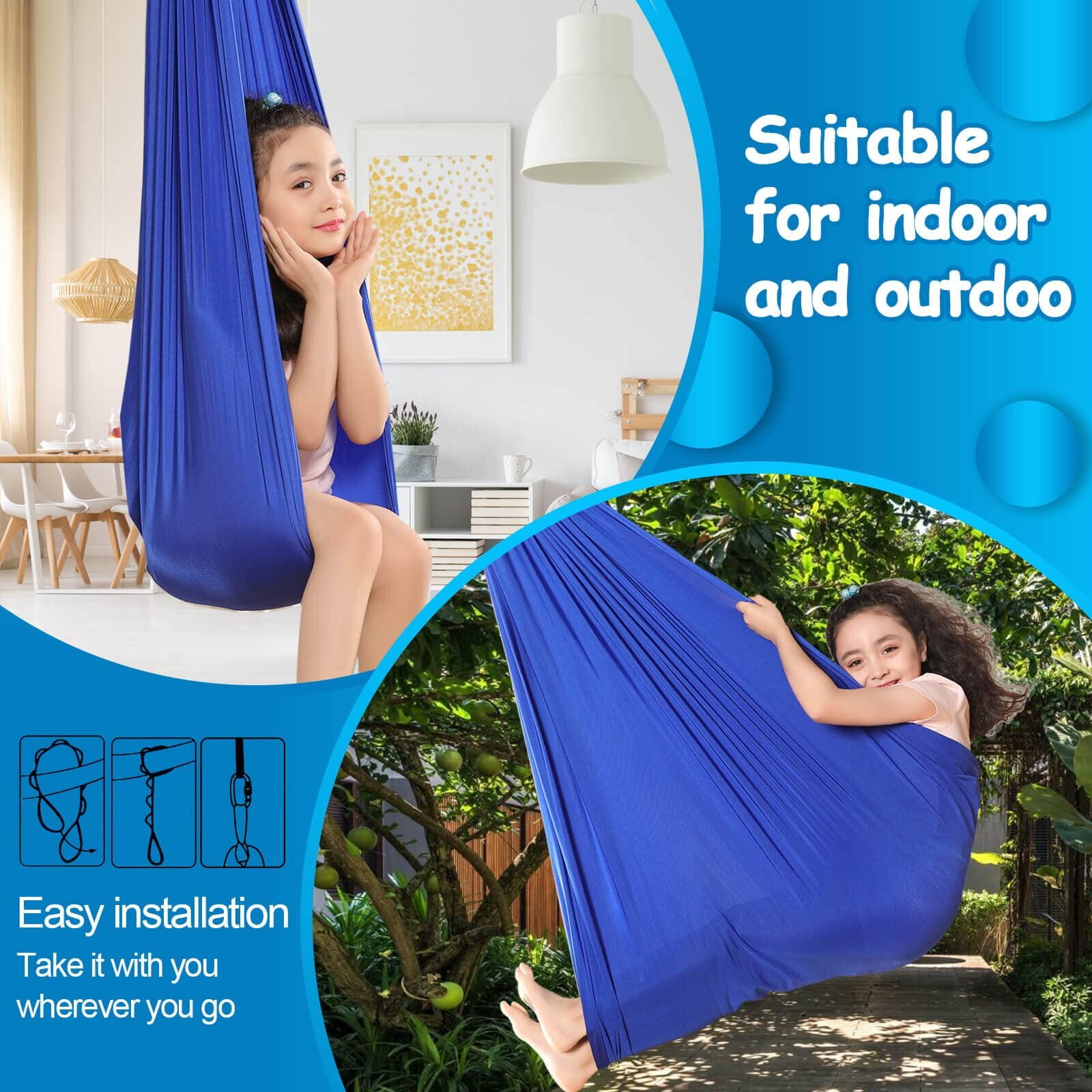 BIRLON Kids Sensory Swing Yoga Swing Children's Elastic Hammock