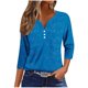 thumbnail image 2 of Puntoco Camiseta informal con cuello en V y botones con estampado navideño de moda para mujer, blusa holgada de manga 3/4, 2 of 5