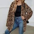 thumbnail image 6 of Levmjia Winter Coat for Women Plus Size Trendy Fleece Jacket Ladies Warm Long Coat Jacket Winter Leopard Turn Down Collar Outerwear, 6 of 9