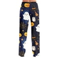 thumbnail image 6 of QWKLEAJ Halloween Pajama Pants Women Spooky Sleepwear Bottoms Cute Ghost Print Lounge Pants Flannel Holiday Trousers Fall Winter Cozy Sleep Pants Funny Skeleton Loungewear Festive Nightwear, 6 of 9