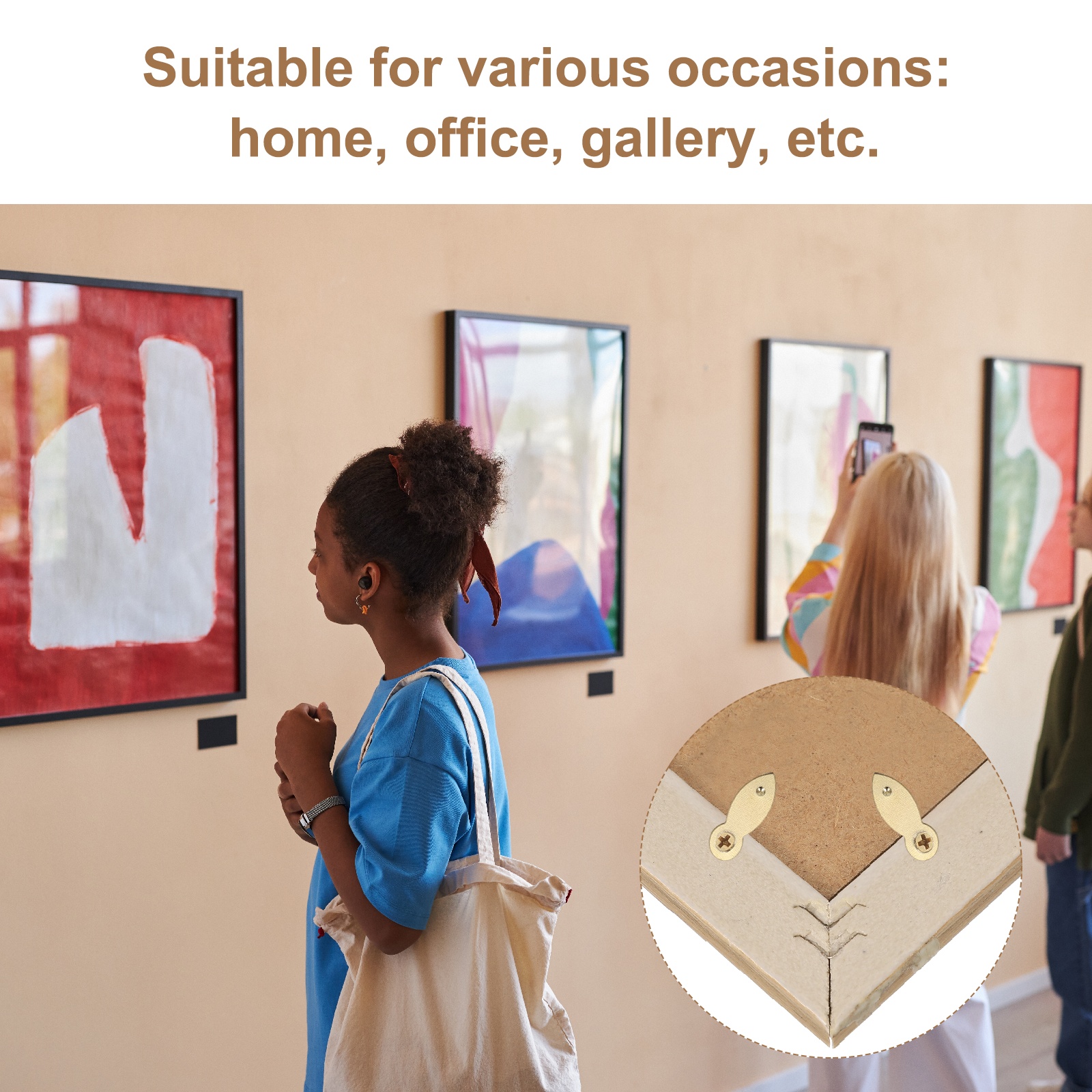 200pcs Picture Frame Backing Clips, 0.98" Photo Frame Turn Buttons Fasteners Hardware Corner Clip with 200pcs Screw for Hanging Pictures Craft Drawings, Melon-seed Shaped Gold
