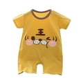 thumbnail image 2 of BLTIBY Newborn Baby Boys Girls Romper Summer Printed Round Neck Short Sleeve Toddler Pullover Rompers Cute Infant One-Piece Fashion Bodysuit 2025 Yellow 2 3-6 months, 2 of 3