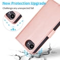 thumbnail image 4 of Detachable Wallet Case for iPhone 16E with Card Holder, PU Leather Wrist Hand Strap 2-in-1 Design Flip Cover Support Magnetic Car Mount Kickstand Protective Case for iPhone 16E, Rosegold, 4 of 7