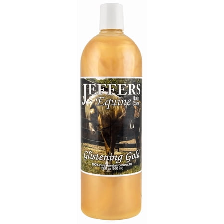 Jeffers Equine Glistening Gold Tearless Horse Shampoo 32 oz – All Natural Coconut Oil & Vitamin E, pH Balanced, Soap Free, Detergent Free, Mane, Coat, Show Horses, Grooming, Barn Care
