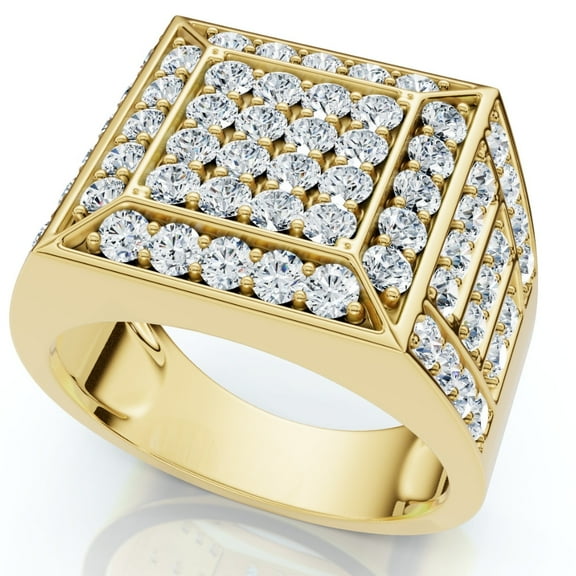 Pompeii 3Ct Diamond Men's Cluster Anniversary Wedding Ring in 10k Yellow Gold (H,I1-I2)