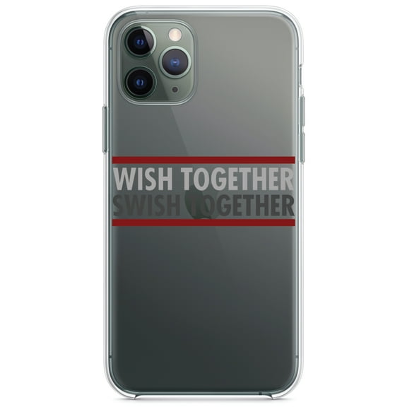 DistinctInk Clear Shockproof Hybrid Case for iPhone 11 Pro MAX (6.5" Screen) - TPU Bumper Acrylic Back Tempered Glass Screen Protector - Wish Together Swish Together Basketball