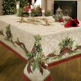 thumbnail image 1 of Christmas Ribbons Engineered Printed Fabric Tablecloth, 60-Inch-by-120 Inch, 1 of 4