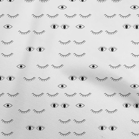 oneOone Cotton Cambric White Fabric Eye Print Fabric For Sewing Printed Craft Fabric By The Yard 42 Inch Wide