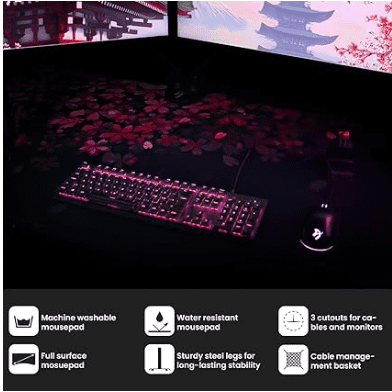 Arozzi - Arena Ultrawide Curved Gaming Desk - Flower