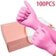 thumbnail image 2 of Guantes desechables de nitrilo rosa, resistentes al agua, antiestáticos, versátiles y duraderos, sin látex, 100 piezas, 2 of 4