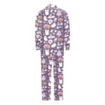 thumbnail image 5 of Halloween Pajamas Women Theme Full Printed 2 Pc Long Sleeve Pocket Button Down Lapel Shirts Loose Casual Pants Cozy Fall Winter Silk Nightwear Comfy Loungewear Sets Woman Light Purple XL, 5 of 6