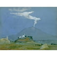 thumbnail image 2 of Arthur Bowen Davies 14x12 Black Ornate Wood Framed Double Matted Museum Art Print Titled: Landscape (Camaldoli) (1911), 2 of 5