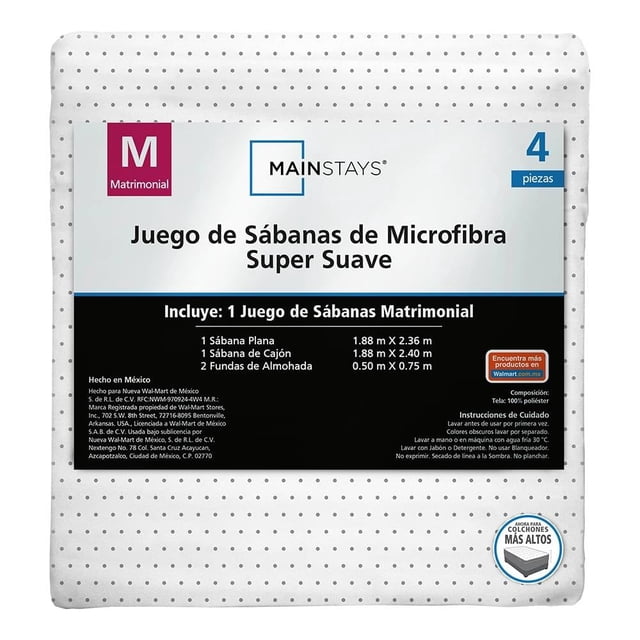 Juego De Sábanas Mainstays Matrimonial Dots Gris Blanco