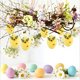 thumbnail image 5 of Adornos de huevos de Pascua, accesorios de espuma para huevos de Pascua, 13x10cm, blanco, rosa, amarillo y morado, decoración para árbol colgante. Decoración de centro de mesa de primavera para fiesta, 5 of 6