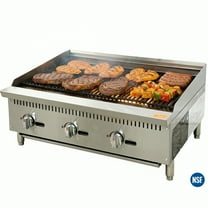 36” Commercial Gas Charbroiler – 3 Burners, 105,000 BTU, Stainless Steel Countertop Grill, NG/Propane Convertible, NSF Certified