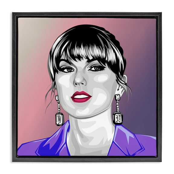Stupell Industries Contemporary Taylor Wearing Purple Black Floating Frame Canvas Art, 18 x 18, by Birch&Ink