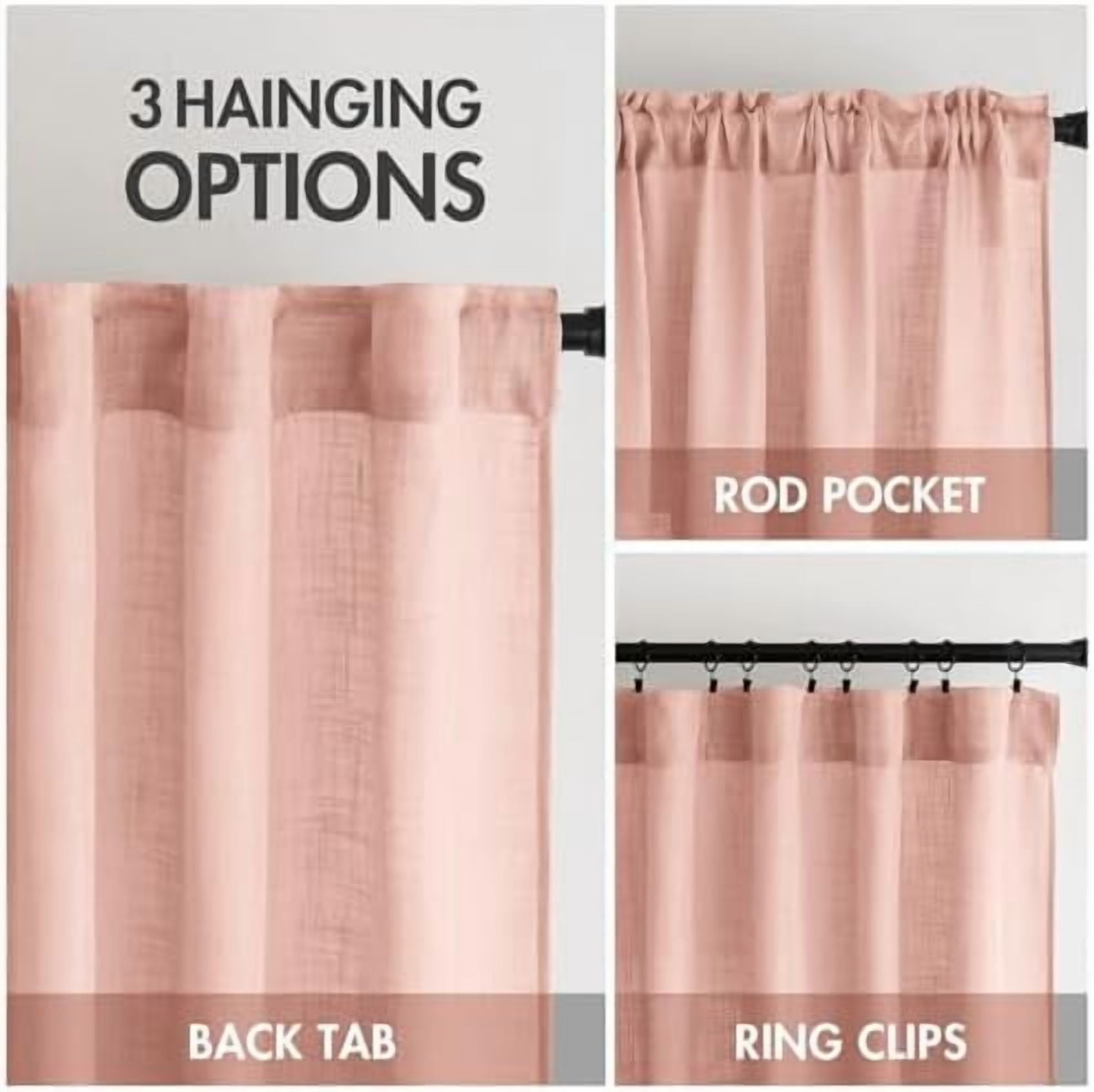 Blush Pink Linen Curtains 108 Inches Long 2 Panels for Girls Bedroom Nursery, Soft Thick Linen Textured Window Drapes Semi Sheer Light Filtering Back Tab for Kids Living Room Light Pink Decor