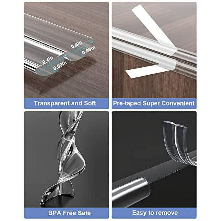 Baby Proofing, Clear Edge Protector Strip, Silicone Soft Corner Protectors  with Upgraded Pre-Taped Strong Adhesive, Edge Protectors for Sharp Corners  of Cabinets, Tables, Drawers（16.4Ft Length） 