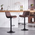 thumbnail image 3 of YOUNIKE Bar Stools Set of 2 Brown PU Soft Cushion Adjustable Swivel Counter Stools, 3 of 10