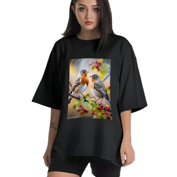 Plus Size Shirt for Women Black Tops for Women Short Sleeves Shirt for Women Bird4 T Shirt Crewneck Shirt for Women XS