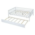 thumbnail image 5 of Full Daybed Frame, Wooden Sofa Bed Guest Bed with Trundle, Full Floor Bed Fence Bed, Dual-use Full Size Platform Bed Frame, for Living Room Bedroom, No Box Spring Needed, White, 5 of 7