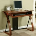 thumbnail image 3 of Pemberly Row Computer Desk in Medium Brown Oak with Black Accents in Wood, 3 of 3