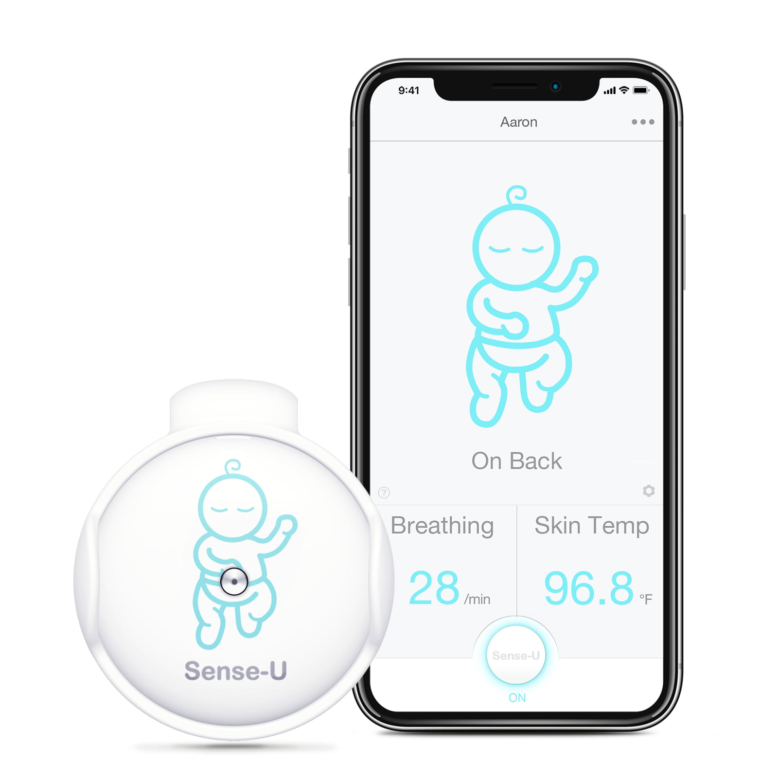 Body Temperature Sense-U Baby Monitor 2: Breathing Movement Anywhere Rollover 