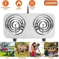 thumbnail image 3 of 2000W Double Burner, Electric Hot Plate for Cooking Portable Cooking Stove, Countertop Burner Cooktop for Kitchen, Dorm, Temperature Control, Easy to Clean, White, 3 of 12