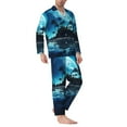 thumbnail image 2 of Yiaed Hawaiian Beach Pirate Moon Print Men’s Pajamas Set - Long Sleeve Button Down Sleep Shirt and Pajama Bottoms Sleepwear Set Mens Pjs Sets Men's Pajama Bottoms-Small, 2 of 7