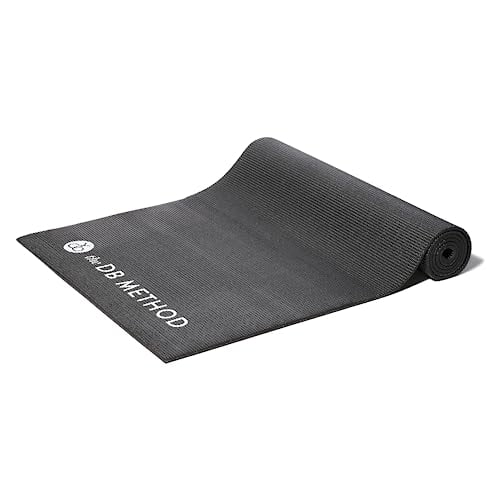 The DB Method Yoga Mat for Home Gym Exercise Equipment Machine Stability, Non Slip Indoor Mat for Pilates, Stretching, Fitness, Bike or Squat Machine Floor Protector Mats, Black