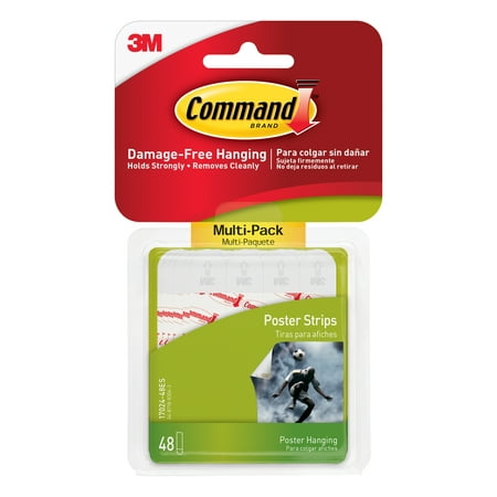 Command Poster Strips Value Pack, White, Small, 48 Strips/Pack