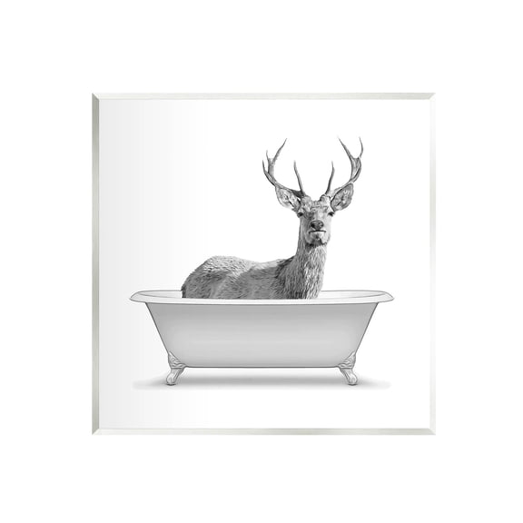 Stupell Industries Woodland Deer Antique Bath Tub Graphic Art Unframed Art Print Wall Art, Design by Annalisa Latella