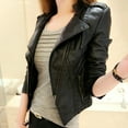 thumbnail image 4 of Tejiojio Jackets Trendy Women Leather Zipper Jacket Slim Biker Motorcycle Coat Punk Outwear, 4 of 9