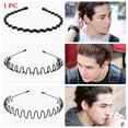 thumbnail image 4 of Hot Sale Unisex Fashion Alice Style Sports Metal Hairband Wavy Headband Black Head Hoop Casual Headwear 08, 4 of 8