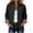 Black, variant on Women's Ruffle Collar Button Down Jacket with Pockets, Fall Long Sleeve Coat with Plaid Cuff Lining, Sizes S-2XL