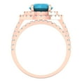 thumbnail image 4 of Clara Pucci 14K Rose Gold Round Cut 2Ct Simulated Turquoise Engagement Ring + Matching Band - Luxury Box Included, 4 of 7