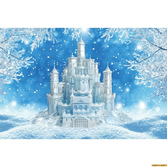Winter Castle Backdrop Ice Forz World Winter Wonderland Party rations Supplies Snow Happy Birthday Photography Background