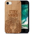 thumbnail image 1 of Case Yard Wooden Case Outside Soft TPU Silicone, Slim Fit Shockproof Wood Protective Phone Cover for Girls Boys Men and Women, Supports Wireless Charging Monster Girl Design case for iPhone-SE, 1 of 7