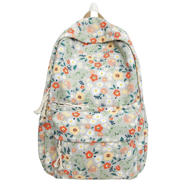 Mochila Informal para Estudiantes Con Flores 1531 Color Verde
