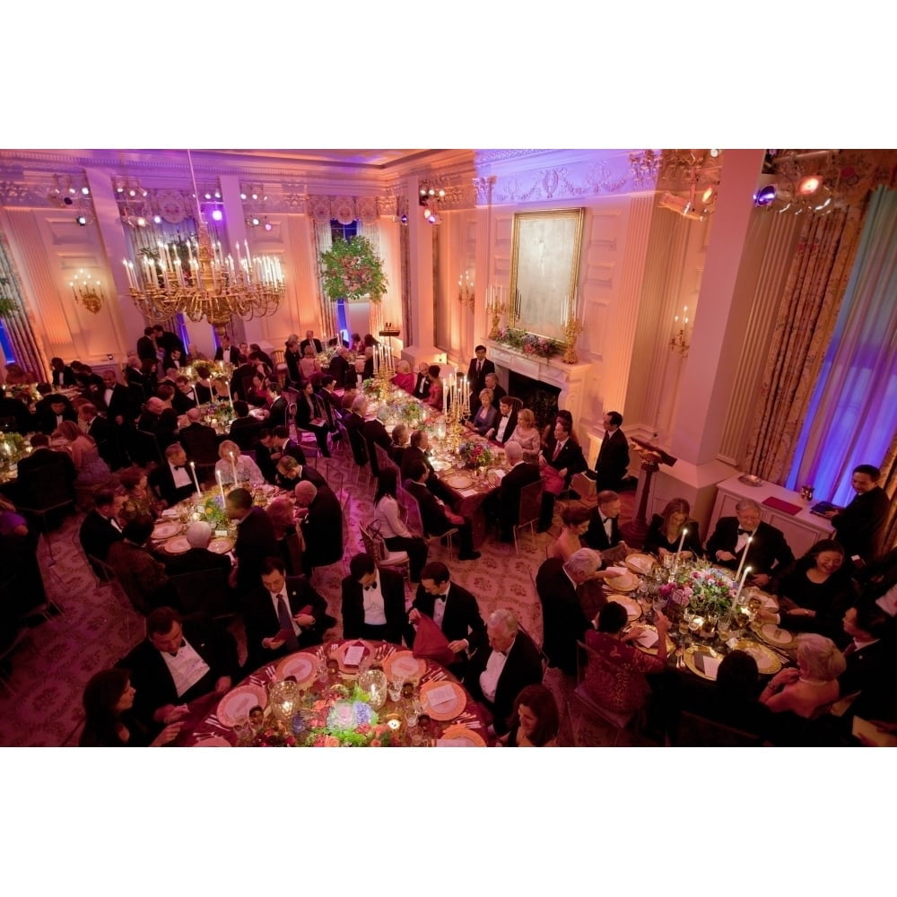 Overview Of The State Dinner Honoring Chinese President Hu Jintao In State Dining Room Of The White House. Jan. 19 2011.