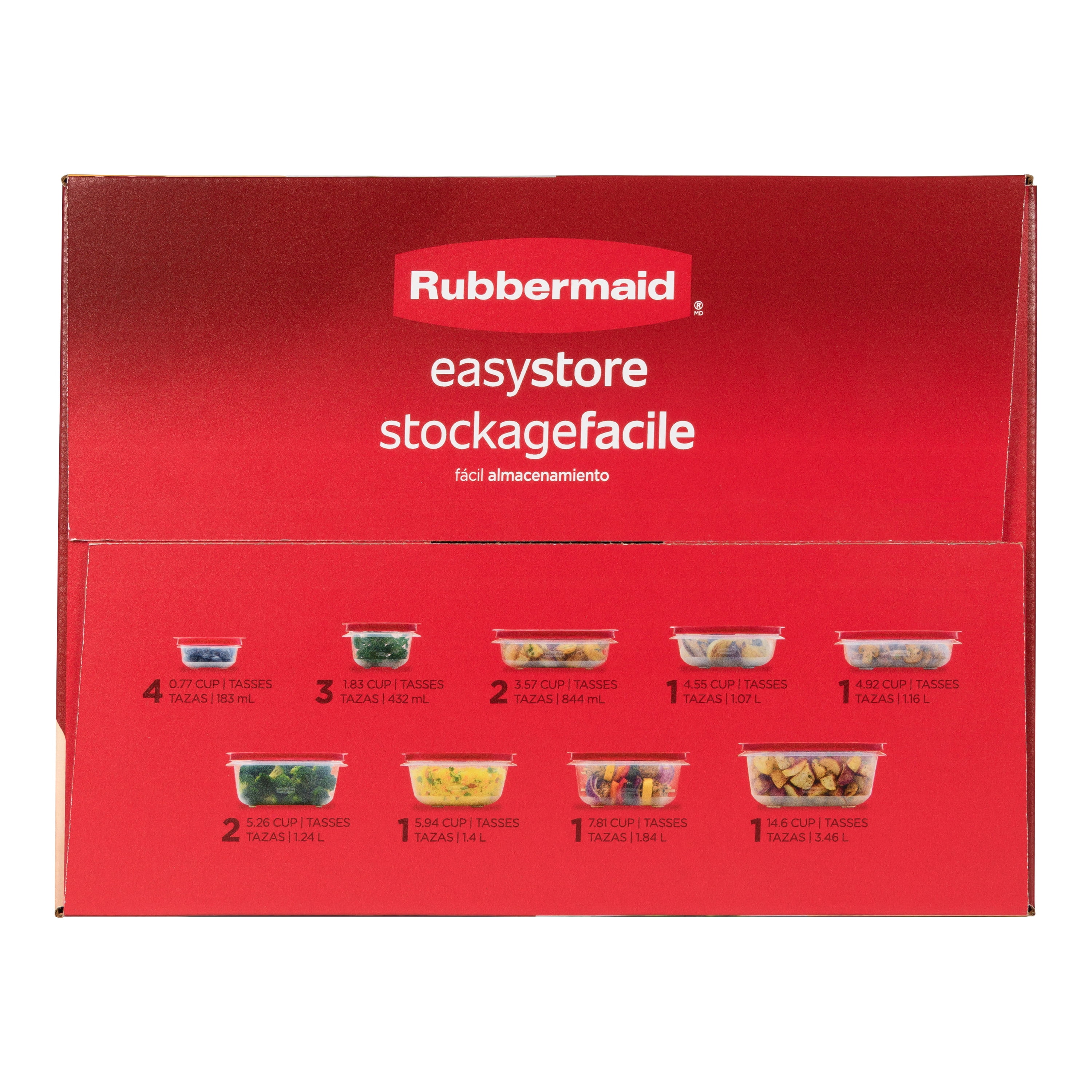 Rubbermaid EasyStore Rectangle, Square, and Round Food Storage Containers with Lids, 32-Piece Set