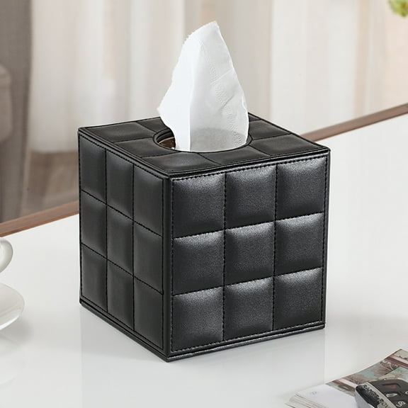 MEIBUTYUP Reusable Tissue Box Wood Black 1Pack