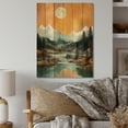 thumbnail image 2 of Designart "Bold Teal Mountain I" Lakes & Rivers Print on Natural Pine Wood, 2 of 5